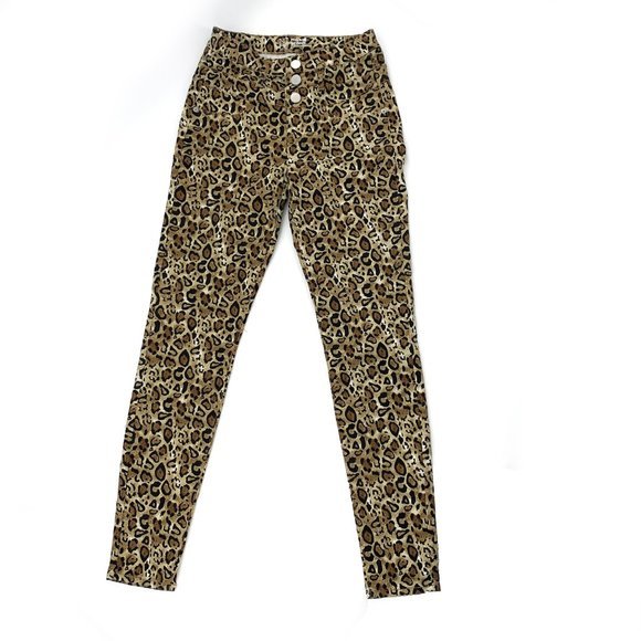 NOBO Leopard Print Skinny Jeans No Boundaries Sz 5 Pants Tan Brown Black - Picture 2 of 9
